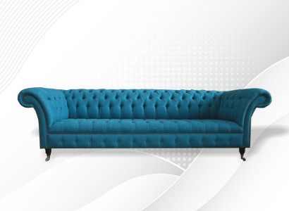 Blaue xxl Big Sofa Couch Chesterfield 265cm Polster Sofas 4 Sitzer Samt Textil