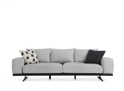 Zweisitzer Sofa 2 Sitzer Stoff Grau Modern Design Wohnzimmer Polyester