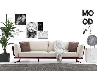 Zweisitzer Sofa 2 Sitzer Stoff Beige Modern Design Wohnzimmer Luxus