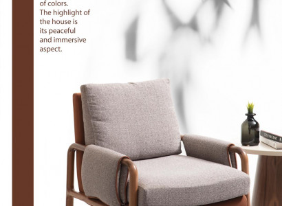 Sessel Ohrensessel Stoff Grau Wohnzimmer Polyester 1 Sitzer Modern Neu