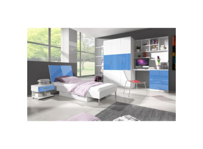 Blaues Kinderzimmer Schlafzimmer Jugendzimmer Set Schrank Tisch Bett Neu 4 tlg.