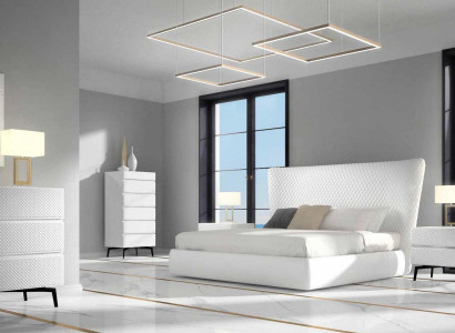 Bettrahmen Möbel Design Doppelbett Luxus Schlafzimmer Holz Kunstleder Bett Neu