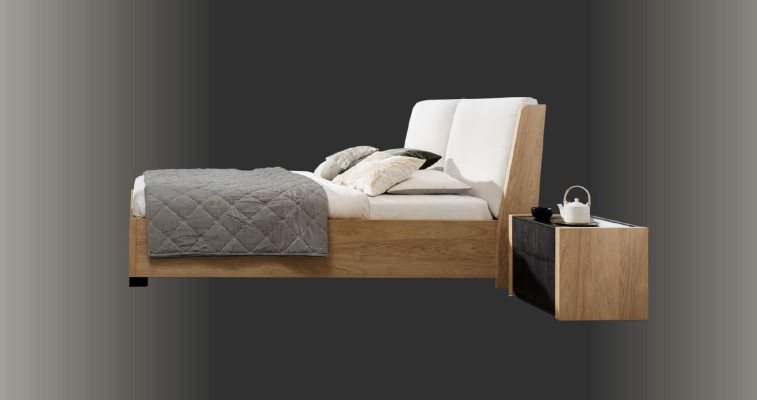 Schlafzimmer Set Beige Bett 2x Nachttische Kommode Kleiderschrank Modern 5tlg.