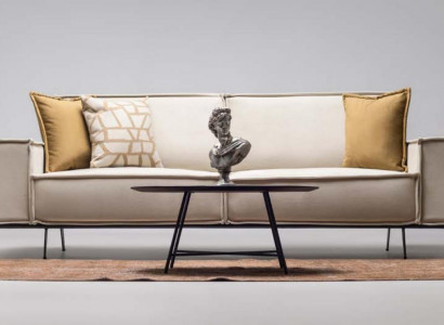 Zweisitzer Sofa 2 Sitzer Stoffsofa Polstersofa Beige Couch Moderne