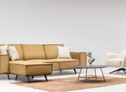 Sofagarnitur Sofa 4 Sitzer Sessel Hocker Stoffsofa Polstersofa Braun