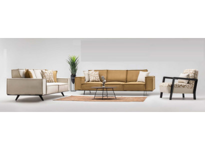 Couchgarnitur Stoffsofa Viersitzer Zweisitzer Sessel Sofa Braun Set
