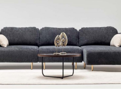 Ecksofa L form Polstersofa Stoffsofa Couch Grau Sofa Liege Stoff