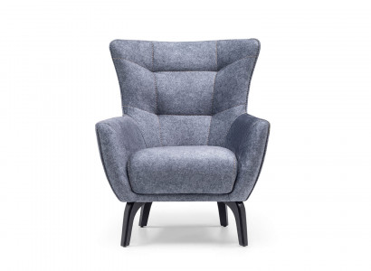 Sessel Wohnzimmer Ohrensessel Stoffsessel Grau Polster Einsitzer Sitz