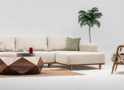 Komplette Ecksofa L form Sessel Polstersofa Stoffsofa Beige Sofa Couch