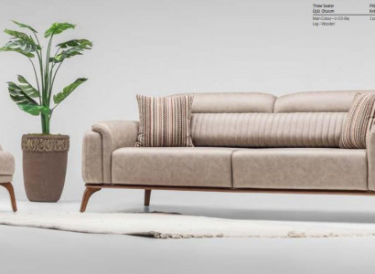 Komplette Beige Kunstleder Sofas Designer Leder Dreisitzer Einzel Sessel