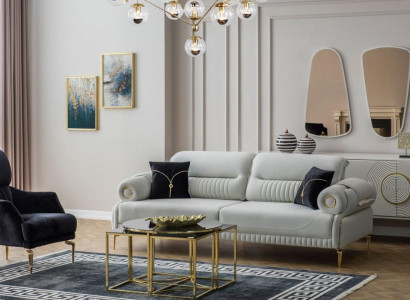 Luxuriöse Polster Sofagarnitur Designer Dreisitzer Edler Einsitzer 2tlg