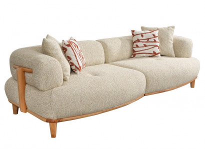 Beiges Polstersofa Moderner Dreisitzer Luxus Wohnzimmer 3-Sitzer Couch