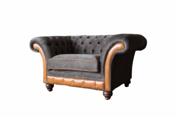 Chesterfield Design Sessel Couch Polster Textil Couchen Ohrensessel