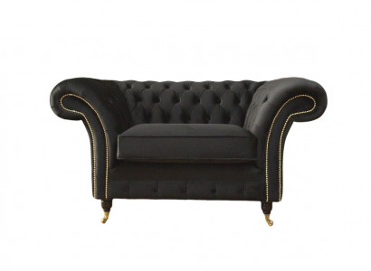 Chesterfield Sessel Lounge Schwarz Sofa Couch Polster Modern Textil Neu