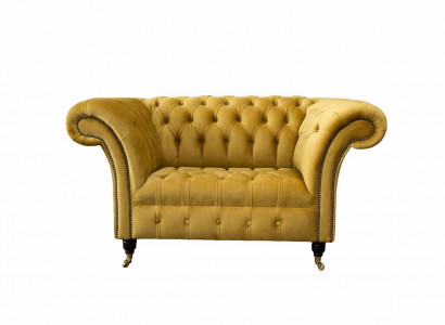 Chesterfield Gelb Sessel Couch Polster Luxus Textil Design Couchen Neu