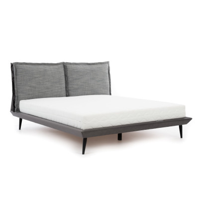 Stilvolles Schlafzimmer Graues Bett 2x Nachttische Luxus Betten 3tlg