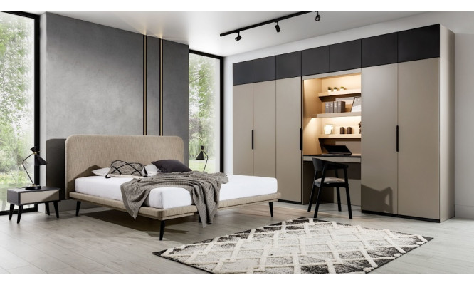 Edles Schlafzimmer Set Designer Doppelbett Kleiderschrank Nachttische