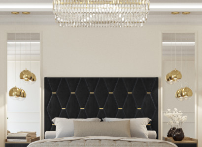 Schwarze Schlafzimmer Garnitur Doppelbett 2x Luxus Nachttische 3tlg Set