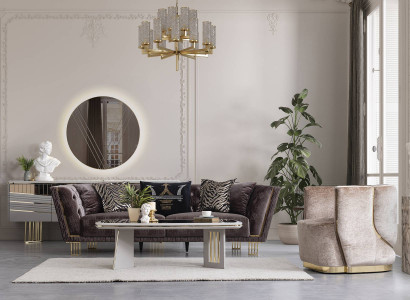 Stilvolle Couchgarnitur Dreisitzer + Sessel Luxus Wohnzimmer Sitzmöbel