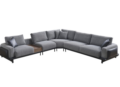 Graues L-Form Ecksofa Polster Sofa Moderne Textil Luxus Wohnlandschaft