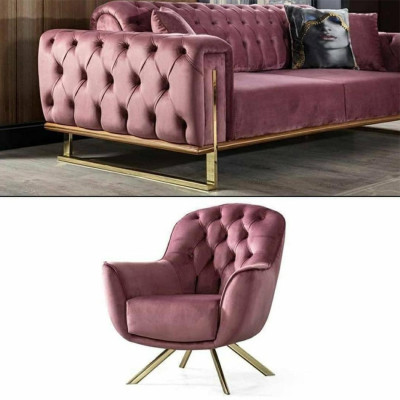 Designer Wohnzimmer Besteht aus Set 3-Sitzer Sofa und Sessel 2tlg. neu 