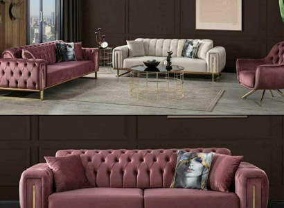 Möbel Wohnzimmer Mehrfarbig Set 2x 3-Sitzer Sofas und Sessel 3tlg.