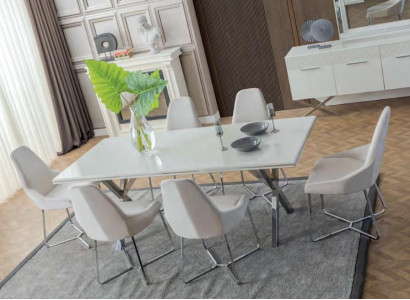 Weißes Esszimmer Set Rechteckiger Esstisch 4x Designer Stühle 5tlg Set Weißes Esszimmer Set Rechteckiger Esstisch 4x Designer Stühle 5tlg Set