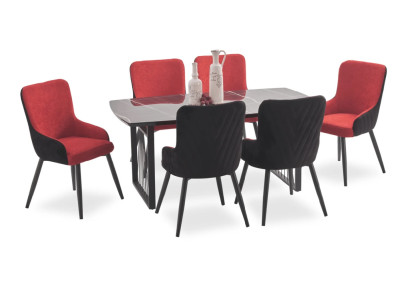 Esstisch + 6x Stühle Essgruppe Esszimmer Set Sitzgarnitur Sitzgruppe Neu