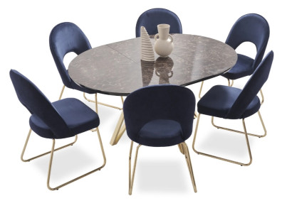 Essgruppe Moderne Stuhle Tisch Tische 7tlg. Esstisch 6 x Stühle Esszimmer Set