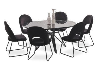 Esszimmer Garnitur Set Esstisch 6x Stühle Komplettes Set Luxus 7tlg