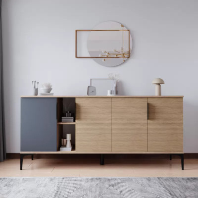 Braun Grau Helles Modern Rechteckig Sideboard Wohnzimmer Luxus Design