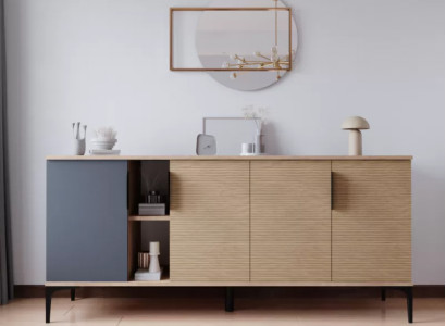 Braun Grau Helles Modern Rechteckig Sideboard Wohnzimmer Luxus Design