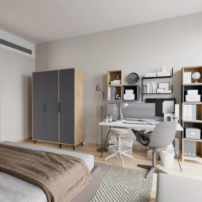 Grau Braun Modern Design Kleiderschrank Rechteckig Schlafzimmer Luxus