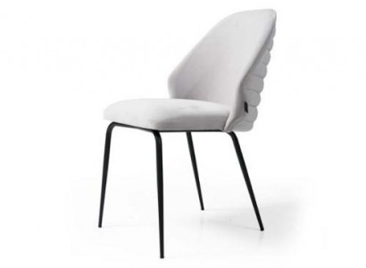 Weißer Edelstahl Stuhl Luxuriöser Polster Einsitzer Designer Küchenstuhl