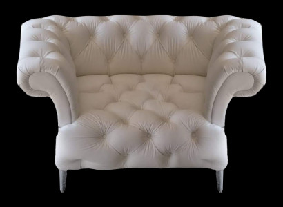 Sessel Weiß Chesterfield Polstermöbel Leder Sitz Modern Einrichtung Neu Möbel