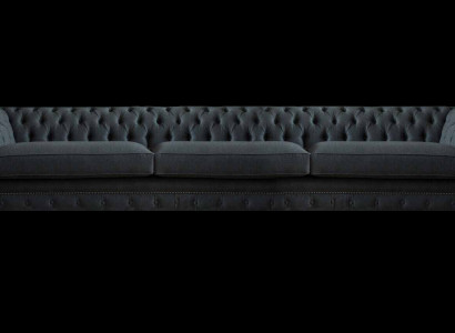 Luxuriöse Schwarze Chesterfield Textilcouch Wohnzimmer Edle Stoffsofas