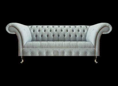 Hellgraue Chesterfield Polstermöbel Wohnzimmer 3-Sitzer Couch Edle Möbel