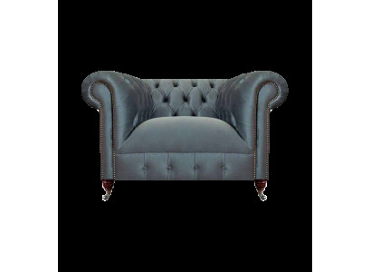 Chesterfield Grauer Stoffsessel Wohnzimmer Textil Einsitzer Edler Sessel