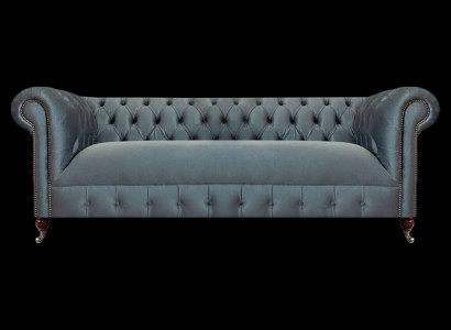 Graues Chesterfield Wohnzimmer Sofa Moderner Dreisitzer Sitzmöbel Couch