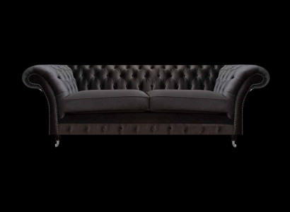Luxuriöser Chesterfield Schwarzer Zweisitzer Wohnzimmer Sitzmöbel Couch