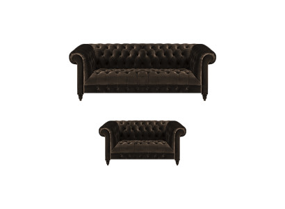 Braune Chesterfield Sitzmöbel Wohnzimmer 2-Sitzer Luxus Dreisitzer 2tlg