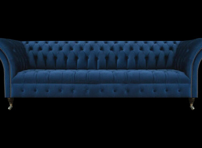 Blaue Chesterfield Polstermöbel Designer Textilcouch Modernes Stoffsofa