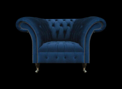 Blauer Chesterfield Einsitzer Wohnzimmer Sessel Polster Moderne Möbel