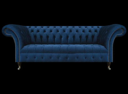 Dunkelblaue Chesterfield Wohnzimmer Couch Designer Dreisitzer Sitzmöbel