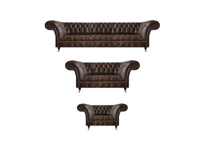 Braune Chesterfield Ledercouchen Wohnzimmer Sofagarnitur Komplettes Set