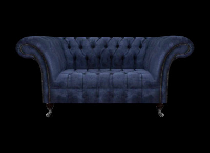 Chesterfield Blaue Polstercouch Wohnzimmer 2-Sitzer Luxus Edle Sitzmöbel