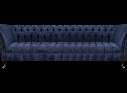 Blaue Chesterfield Sitzmöbel Wohnzimmer Viersitzer Couch Polstersofas