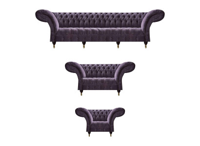 Chesterfield Lila Sitzmöbel Moderner 4-Sitzer Designer Zweisitzer Sessel