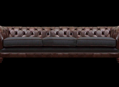 Braun-Grauer Chesterfield Dreisitzer Wohnzimmer Polstersofas Luxus Couch