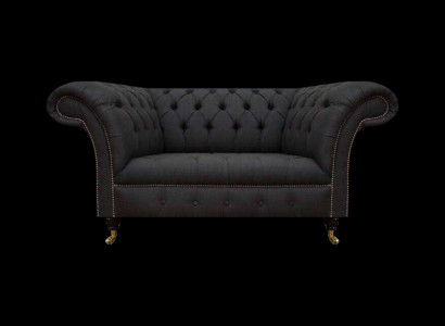 Luxus Chesterfield Sofas Designer Schwarzer Zweisitzer Wohnzimmer Möbel